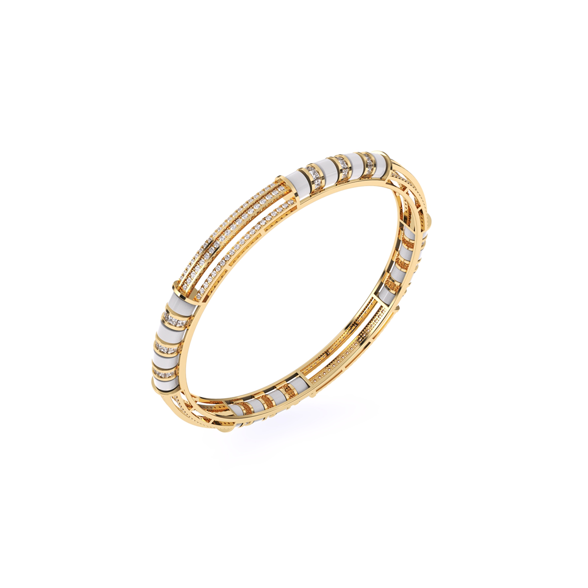 Modern Round Cluster Diamond Bangle